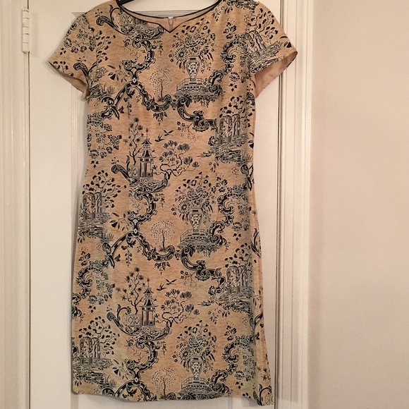 Dresses & Skirts - Talbots Silk Asian Print Dress Yellow Black Sz 8 P